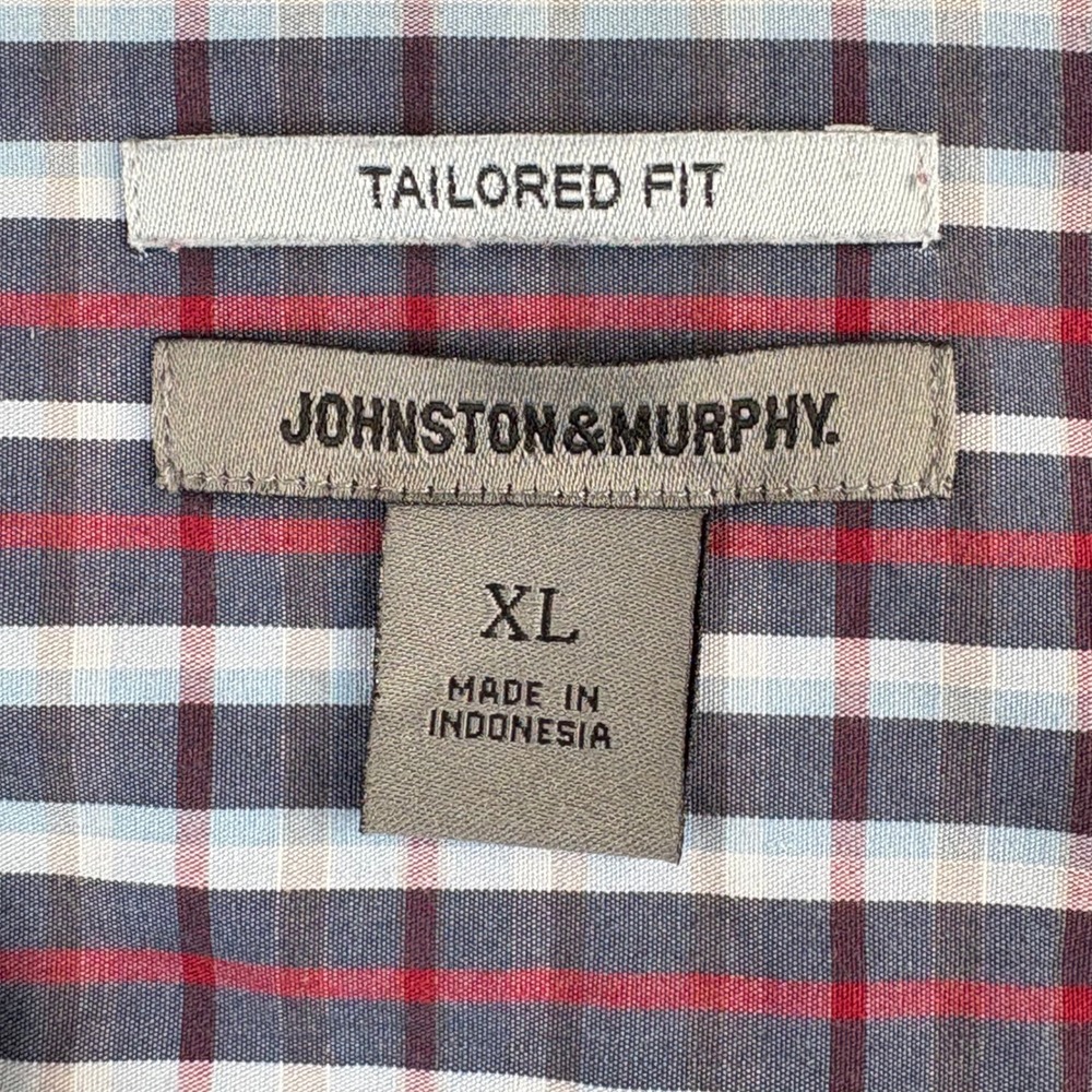 Johnston & Murphy Tailored Fit Men's XL Plaid Long Sleeve Button Down Cotton - Picture 5 of 7